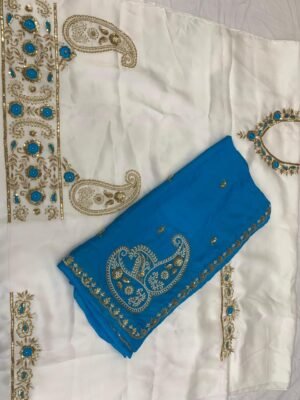 Pure Abutai Silk Unstitched Suit Set with Elegant Chinon Dupatta