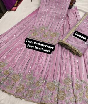 Bridal Dechene Crape Sharara Unstitched Outfit