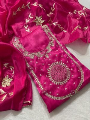 Glass Tissue Handwork Unstitched Outfit