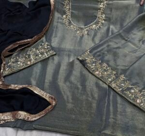 Pure diamond tissue unstitched outfit